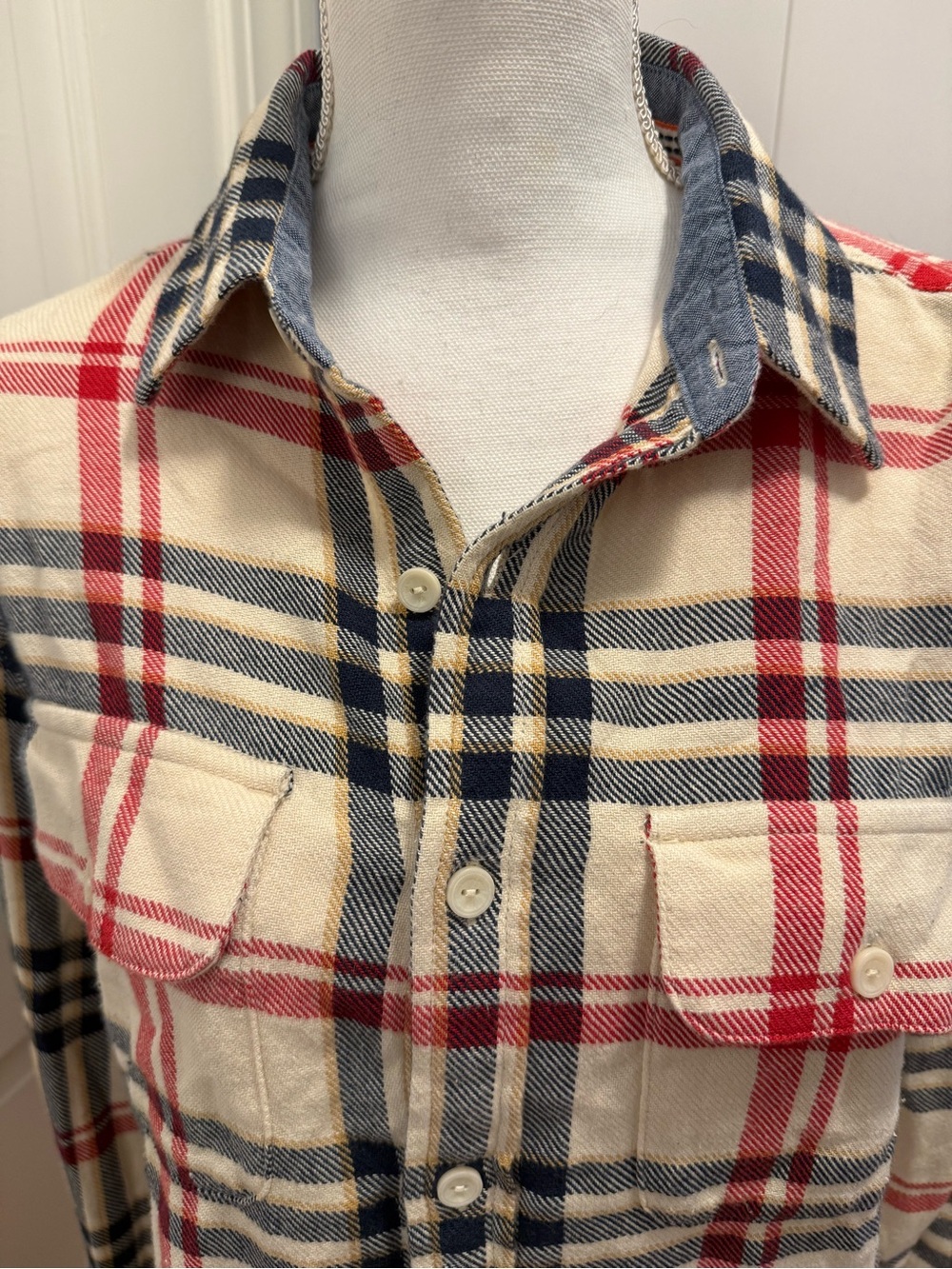 Red and Navy flannel Button-Up Shirt
